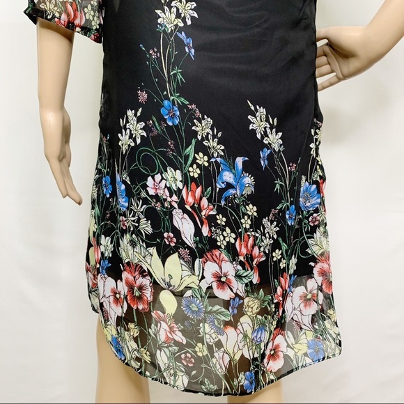 Kate Kasin Black Floral Dress Medium - Picture 5 of 9